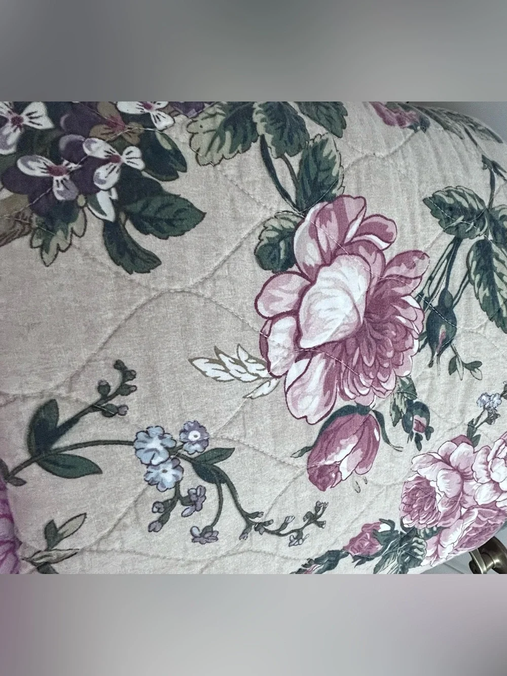 Pottery Barn Adelise Floral Cotton/Linen Reversible Quilt Full/Queen READ